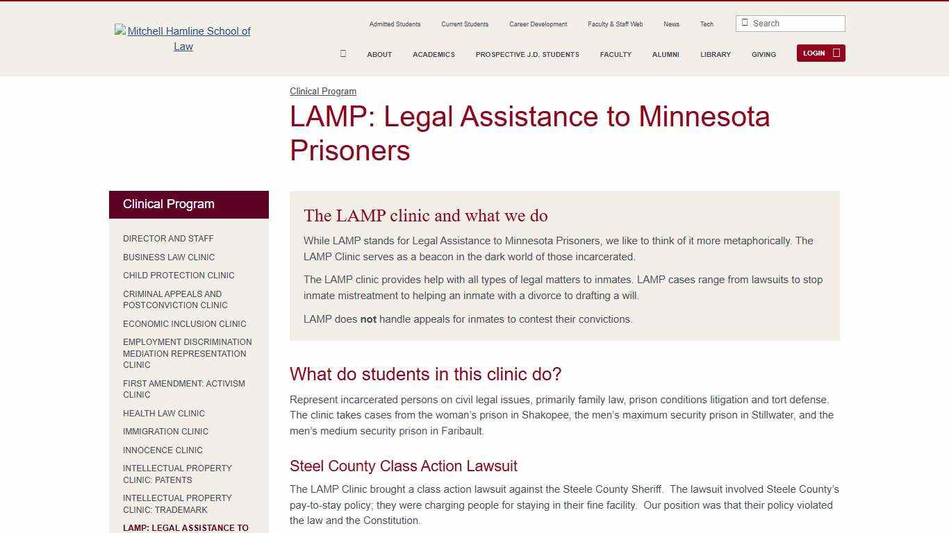 LAMP: Legal Assistance to Minnesota Prisoners – Clinical Program